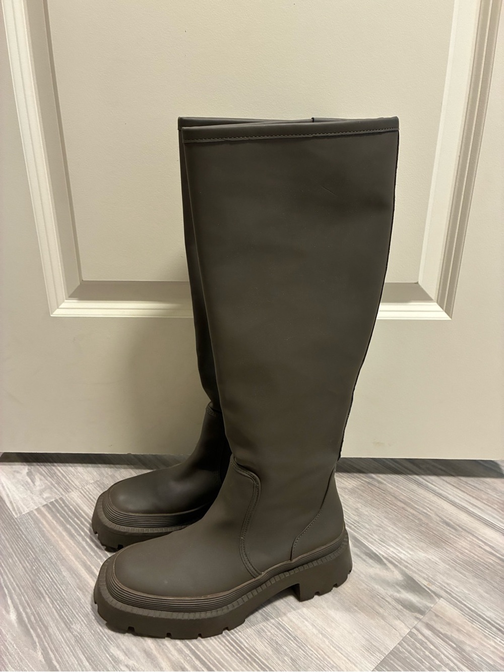 Zara Tall Chunky-Sole Over-the-Knee Boots in Dark Brown